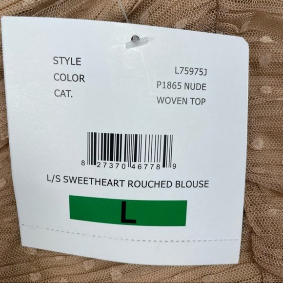 Nordstrom Love X Design PLEATED MESH TOP Cropped Zip Back Long Sleeve L - Picture 10 of 10